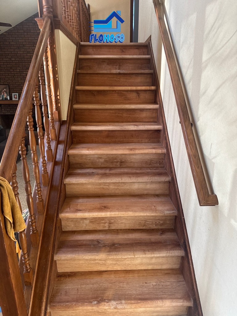 Wood-look stair flooring installation